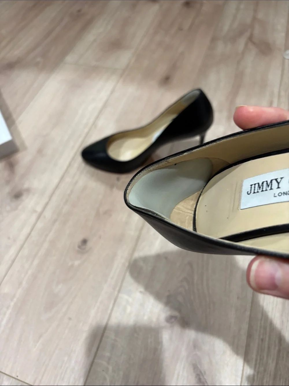 Jimmy Choo Black Leather Round-Toe Pumps